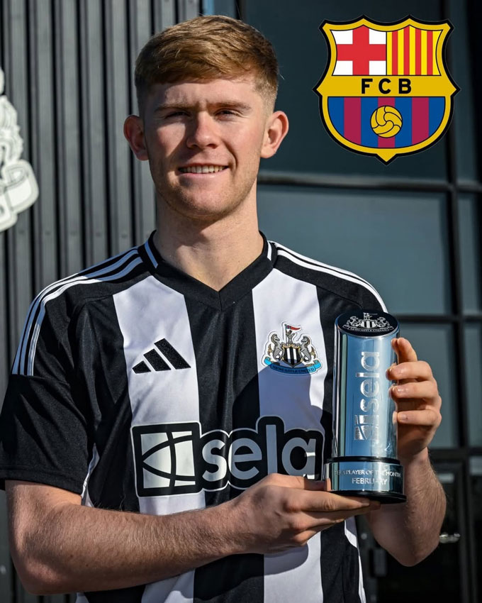 Barcelona nhắm hậu vệ trẻ Lewis Hall từ Newcastle United