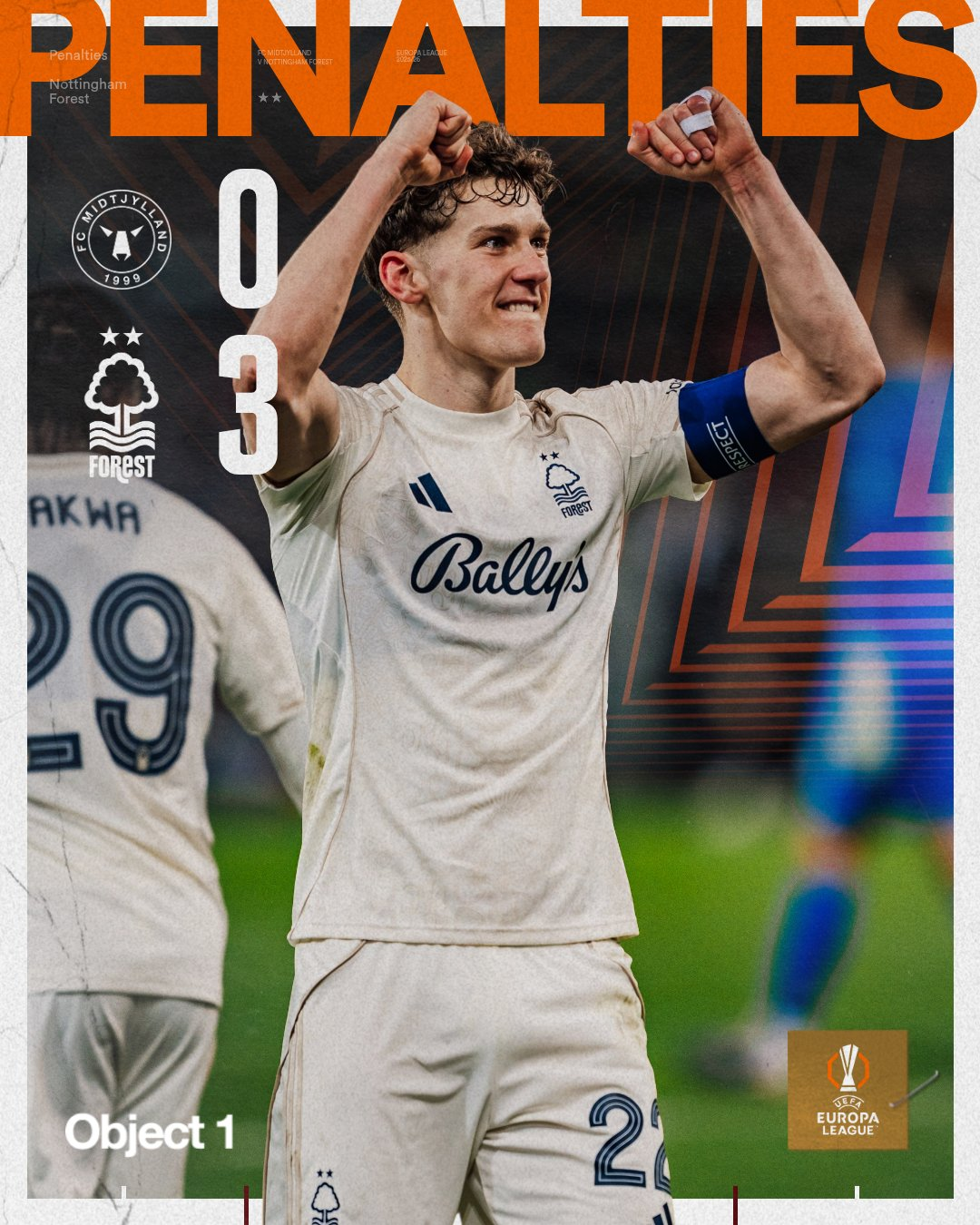 Từ bờ vực đến lịch sử: Nottingham đi tiếp nhờ loạt luân lưu ‘khó tin’ của Midtjylland